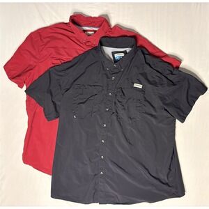Megellan Laguna Madre Fish Gear Shirts Men's 4XL Red & Black Long Sleeve Lot X2